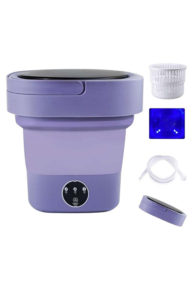 8 Liter Large Capacity Foldable Washing Machine With 3 Cleaning Modes And Semi Automatic Washing Function With Blue Light Suitable For Small Loads Of Laundry