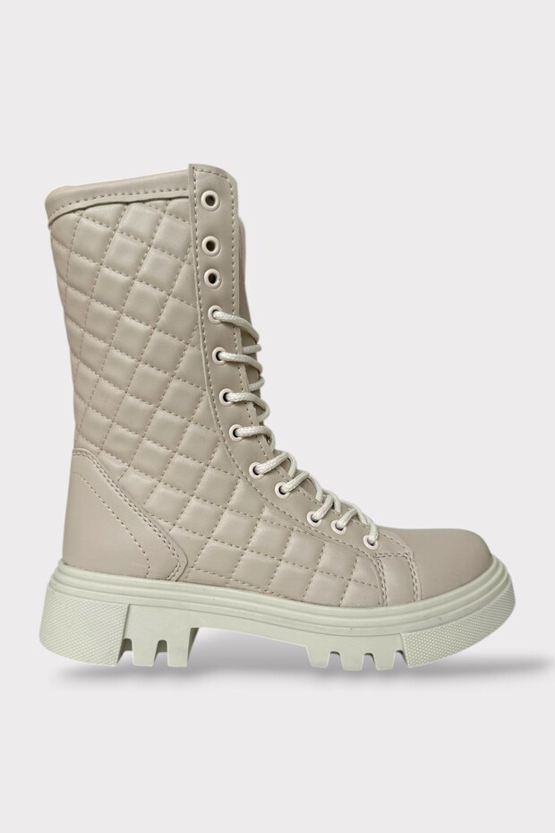 Winter Side Zipper Long Women's Boots Beige