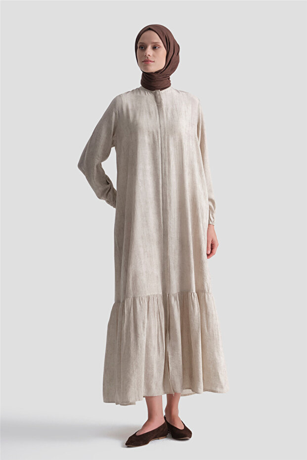 Ruffled Basic Robe Beige