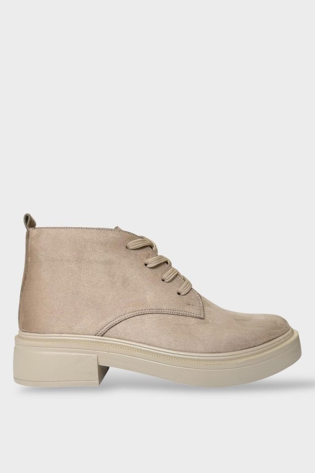 Nubuck Rubber High Sole Women's Boots Cream
