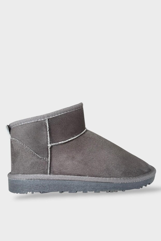 Mini Suede Fur Lined Low Sole Ankle Short Women's Boots Smoked