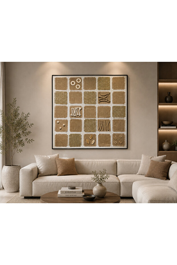 لوحة جدارية فنية بتصميم مربعات بارزة 100×100
