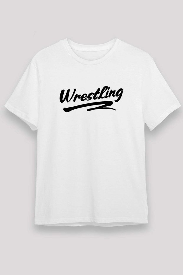 Wrestling Printed Unisex White T-Shirt - Tshirt