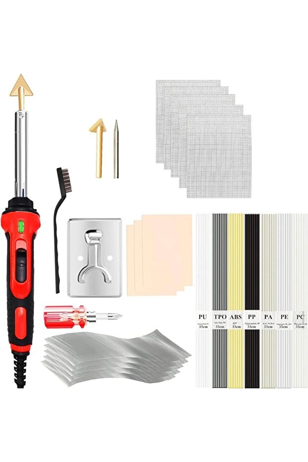 Plastic Welder, 2-in-1 Welding Kit with Soldering Iron Tips & 56Pcs Rods, 3-Speed Temperature Contro
