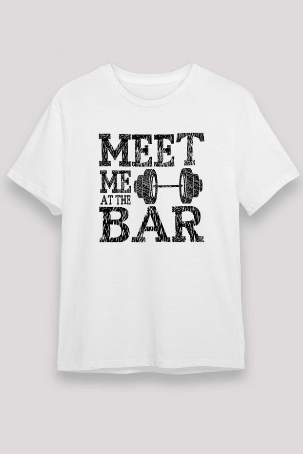 Barbell Printed Unisex White T-Shirt - Tshirt