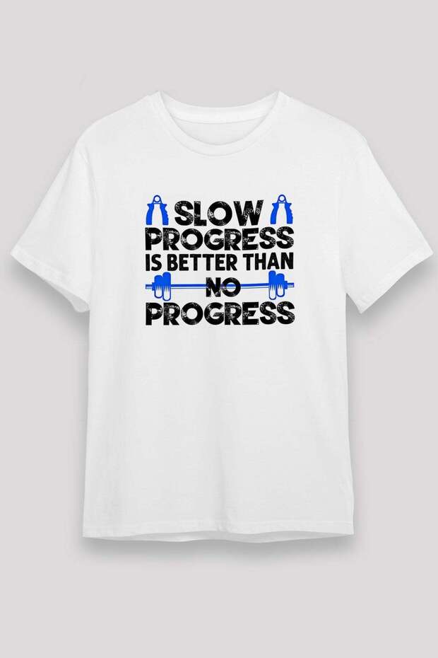 Fitness Printed Unisex White T-Shirt - Tshirt