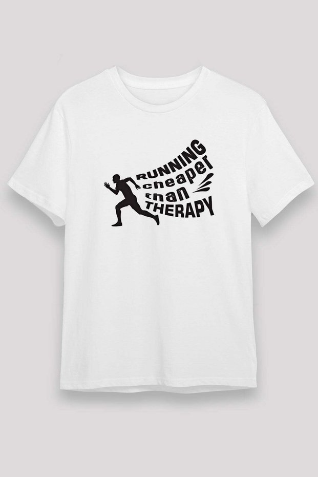 Running Printed Unisex White T-Shirt - Tshirt