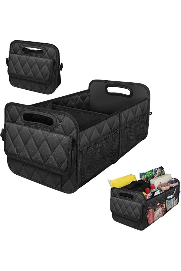 Car Trunk Organizer, Multi-Compartment Auto Trunk Storing Bag with Pockets, Collapsible Organizer an