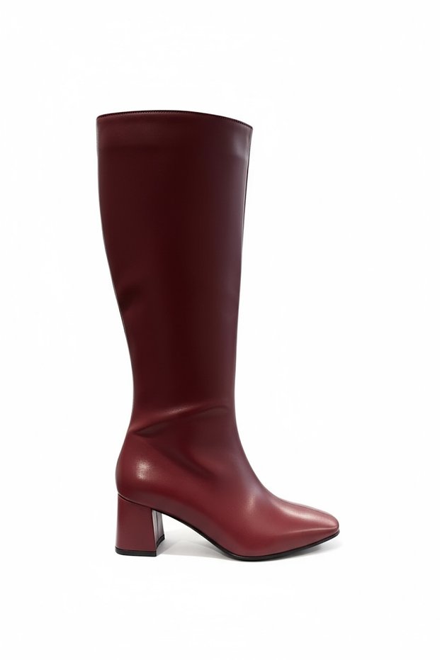 Jadire Burgundy Leather Blunt Toe Women's Boots