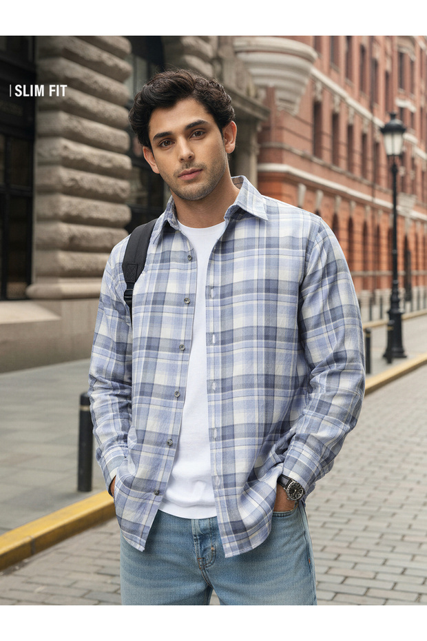 Men Multi Checked Spread Collar Shirt