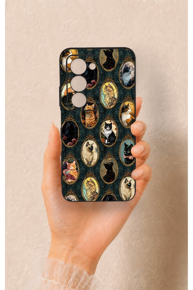 Redmi 15 5g Compatible Vintage Cat Portraits Patterned Silicone Case