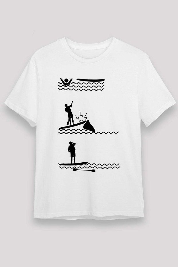 Paddle Printed Unisex White T-Shirt - Tshirt