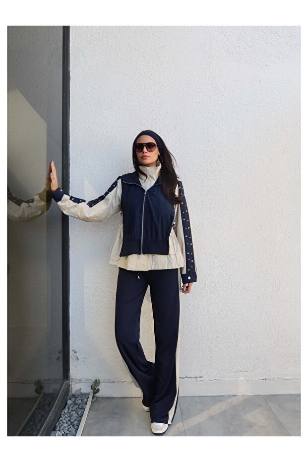 Brode Patterned Hooded Tracksuit Set