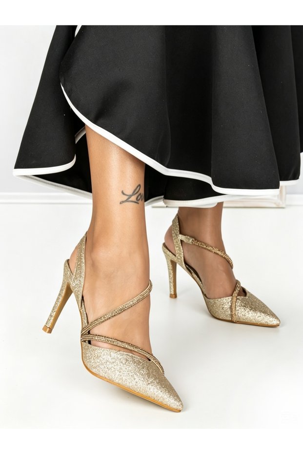 Pantofi stiletto aurii Eaelia