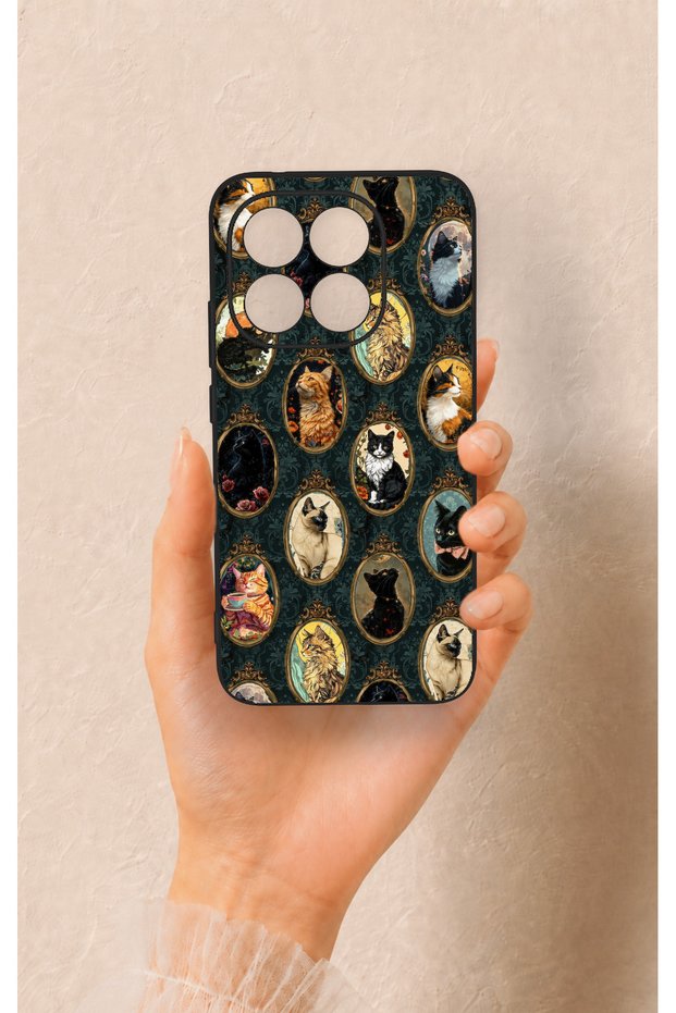 Mi 15t 5g Compatible Vintage Cat Portraits Patterned Silicone Case