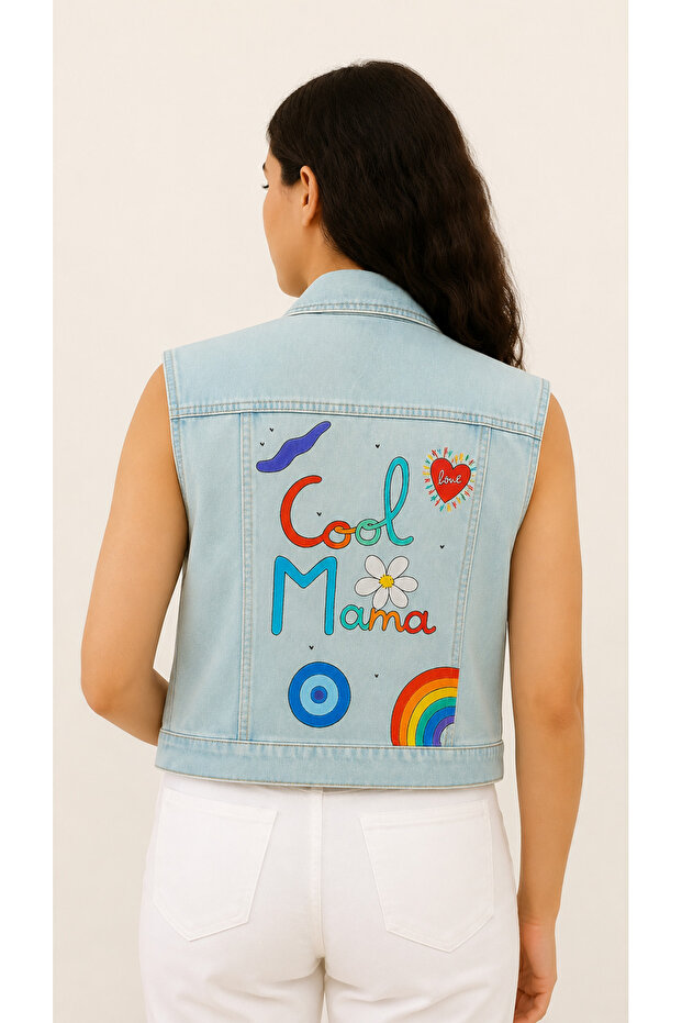 Hand-Painted Denim Vest – Cool Mama Design