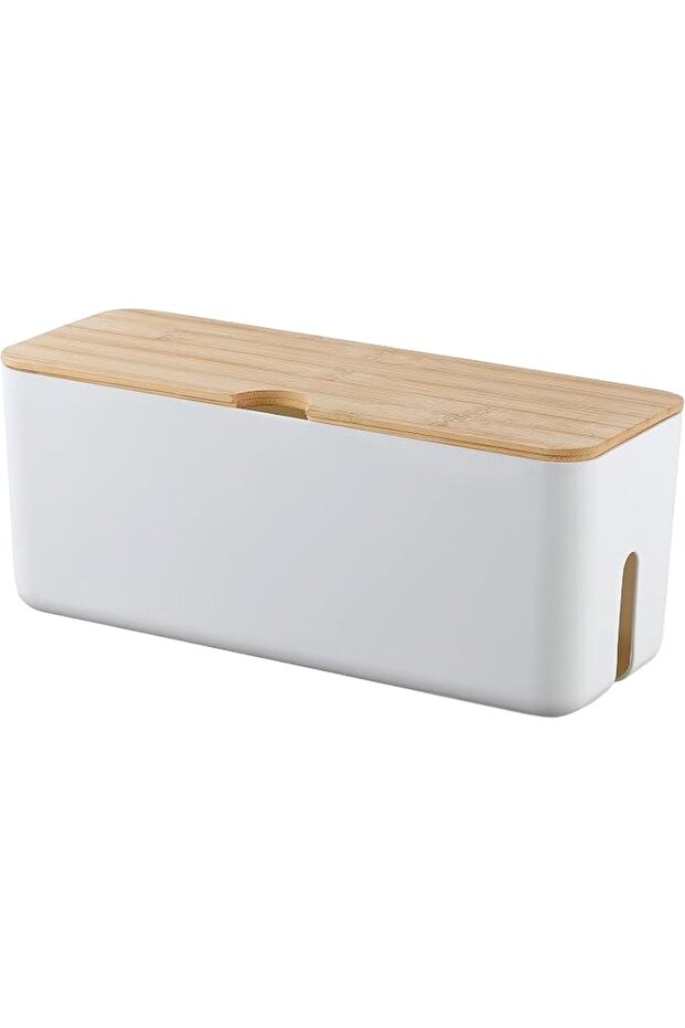 Cable Management Box with 10 Cable Ties, Large Cable Organizer Box for Power Strips, Surge