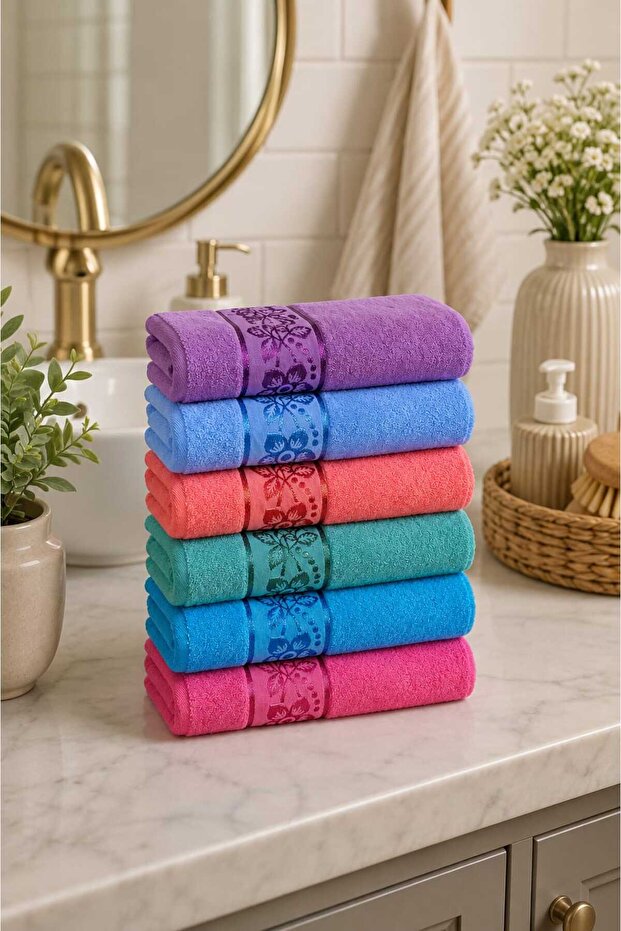 Nelia 30*50 cm 6-Piece Kitchen Towels - Hand and Face Towels - Drying Cloth 100% Cotton