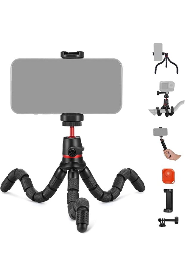 Basic Tripod for iPhone with Remote/Action Camera Adapter/Phone Holder, Mini Flexible Phone T