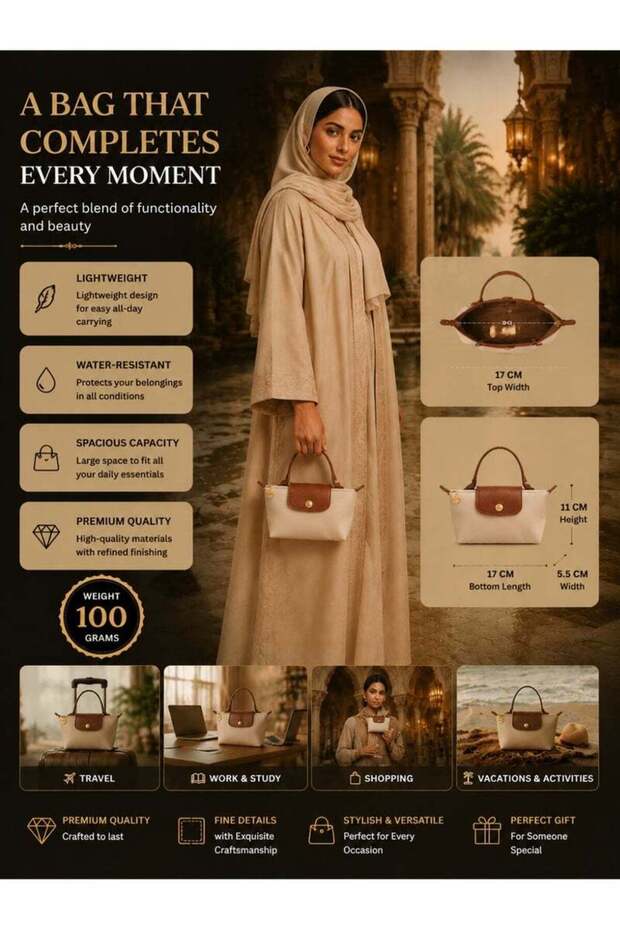 Mini Dumpling Handbag for Women, Nylon with Leather Trim, Shoulder Bag Messenger Bag