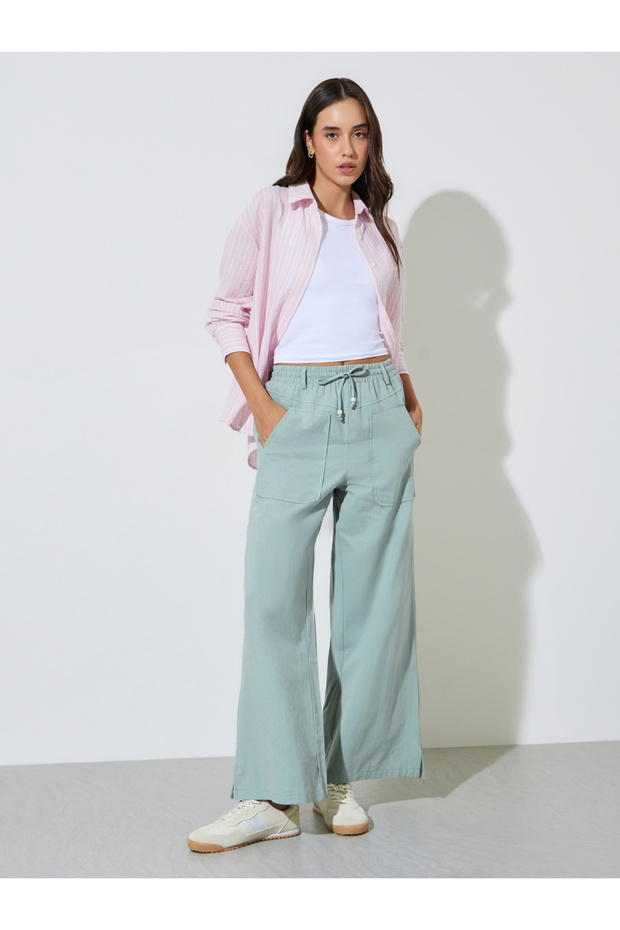 Green Wide-Leg Trousers