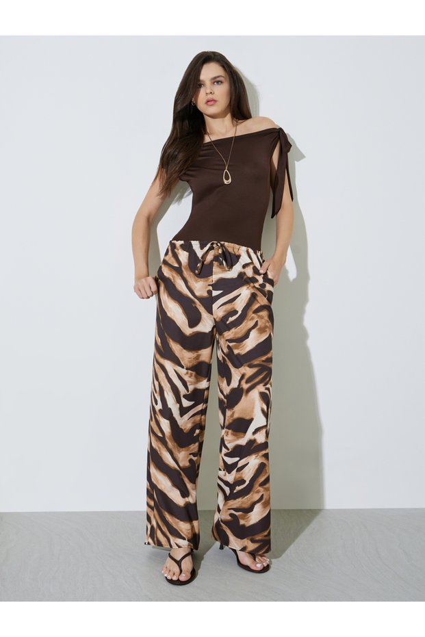Zebra Print Wide-Leg Trousers