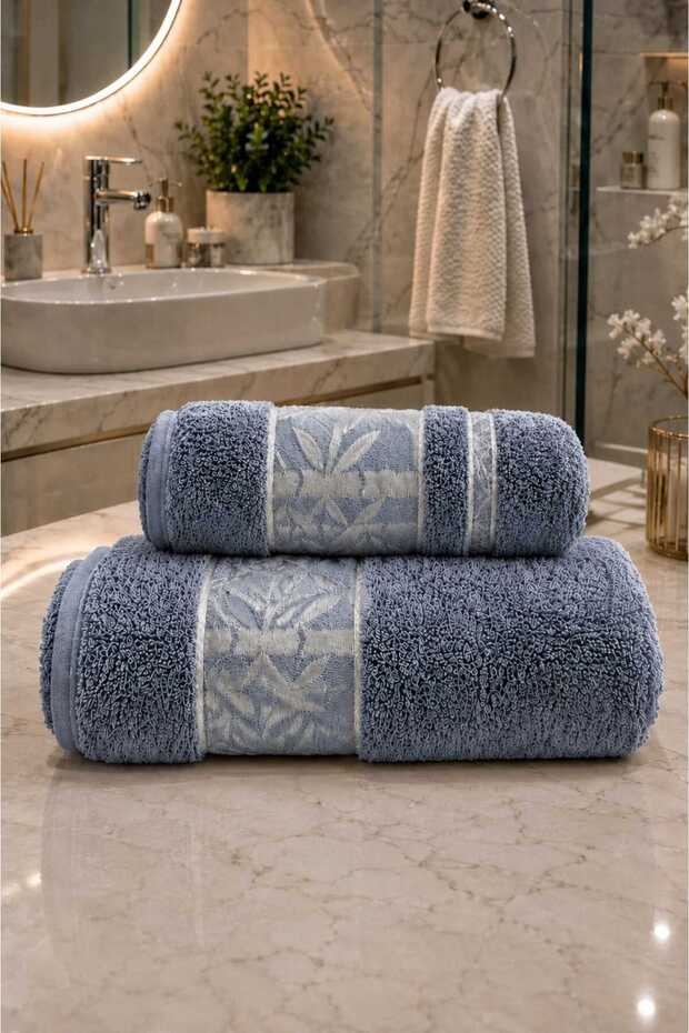 Bamboo 2-Piece Bath Towel Set - Hand and Face Towels - Dowry - Gift 100% Cotton