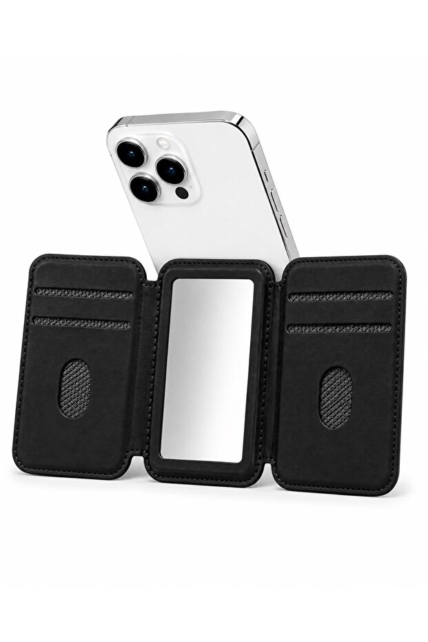 Black Magnetic Adhesive Card Holder with Fixo Stand