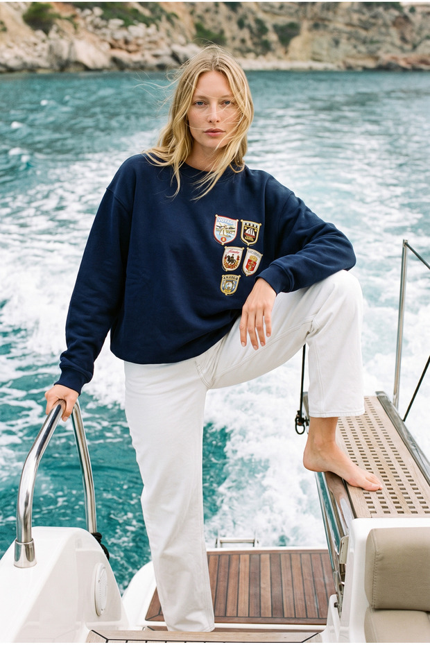 Navy Blue Arma Printed Sweatshirt