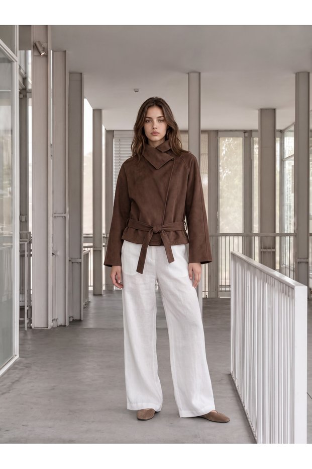 Women's Reglan Sleeves Suede Coat