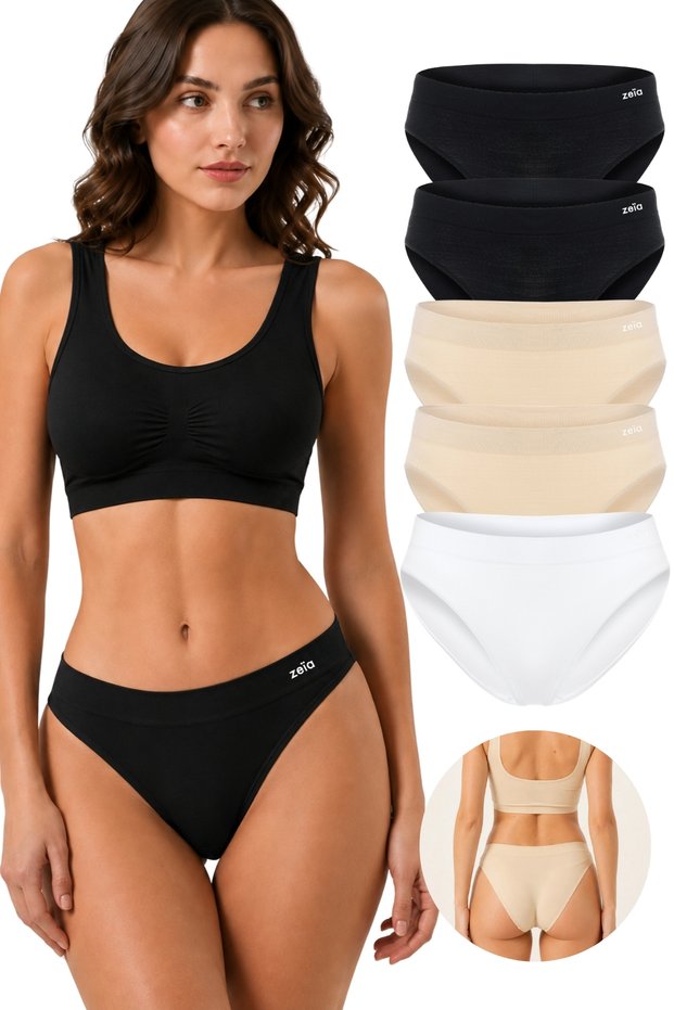 Seamless Flexible Basic Women's Bikini Panties 5-Pack