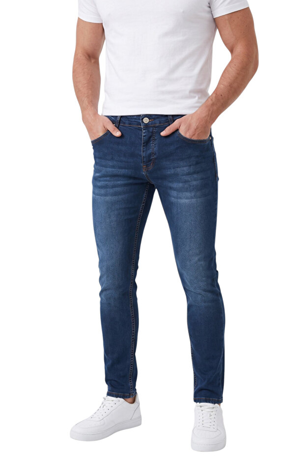Men's Slim Fit Lycra Dark Navy Blue Jeans – Narrow Leg Slim Stretch Jeans 2608306