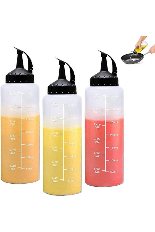 Xspring Condiment Squeeze Bottles, 3 Pack Plastic Squeeze Bottles, Refillable with Twist on Cap Lids
