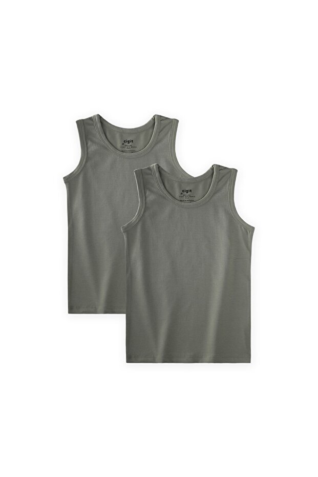 Double Wide Strap Undershirt 2-11 Years Khaki Green