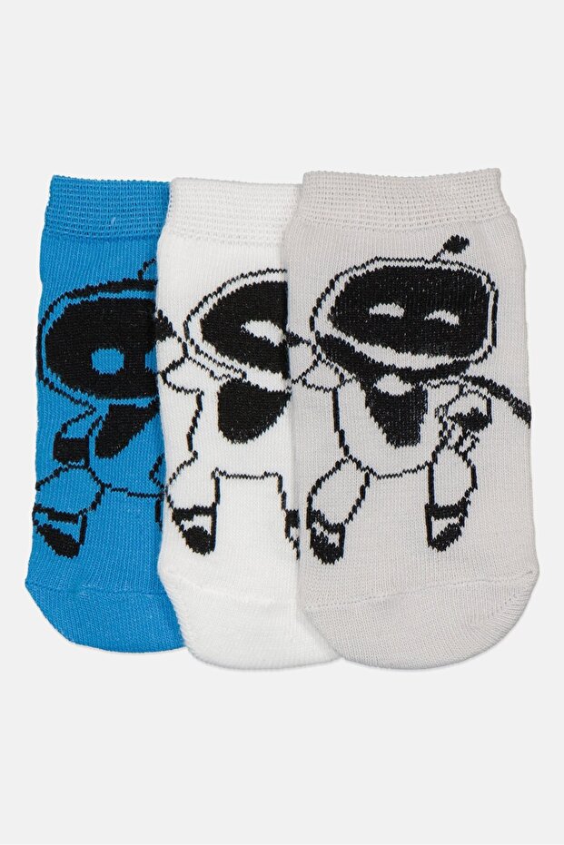 Kids Boy 3 Pairs Graphic Print Ankle Socks, Multicolor
