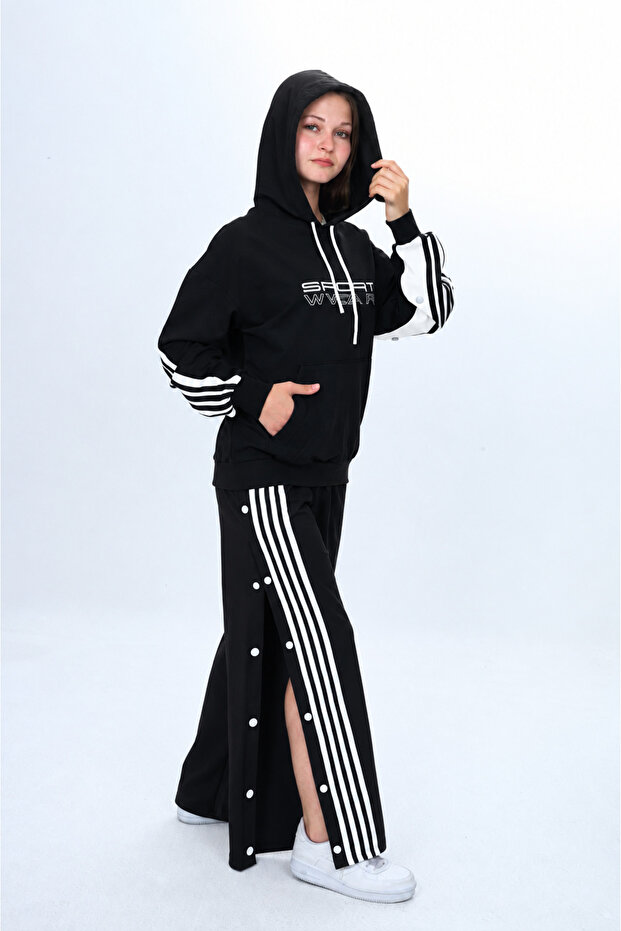 Unisex Hooded Snapback 100% Cotton Tracksuit Set – Comfortable and Stylish Design-302