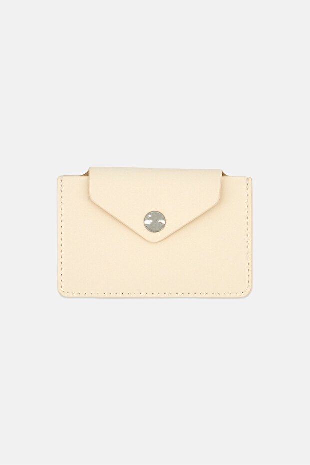 Women 3 Compartment Card Holder, Beige