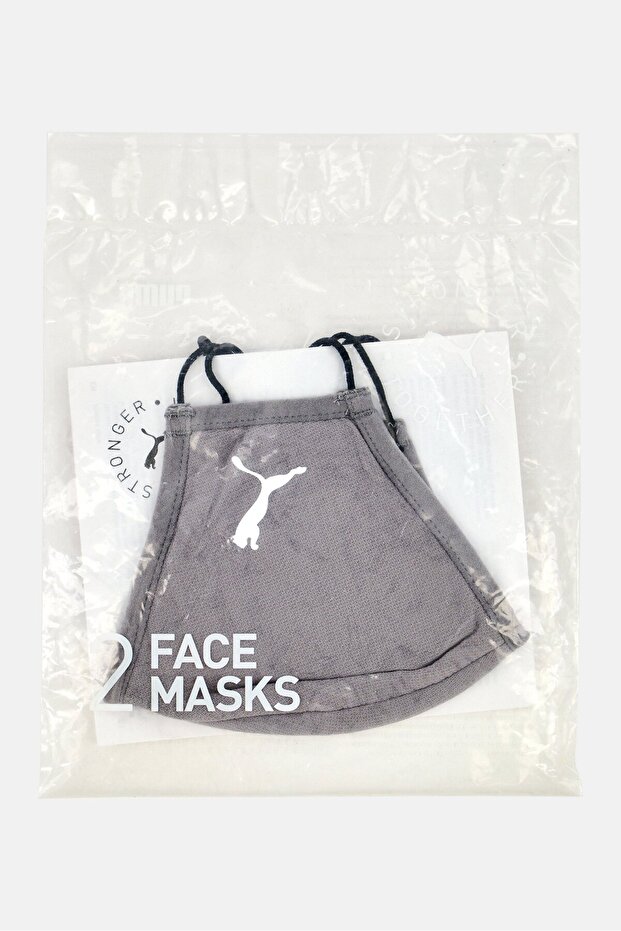 Men 2 Pcs Brand Logo Facemask, Grey