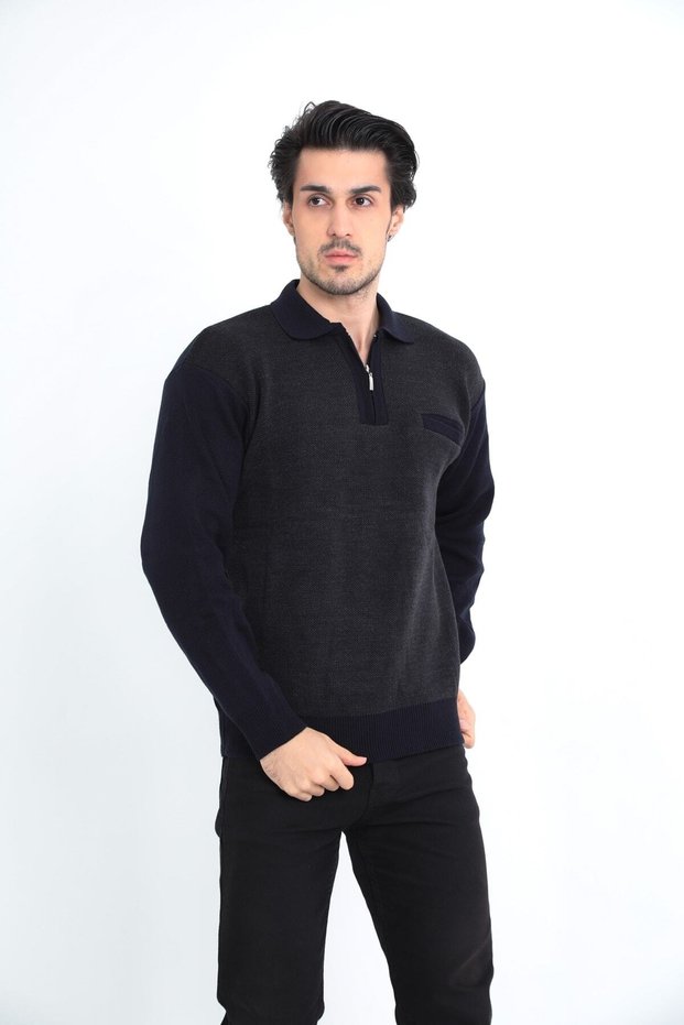 Dad Zipper Collar Autumn - Winter Thick Men's Sweater