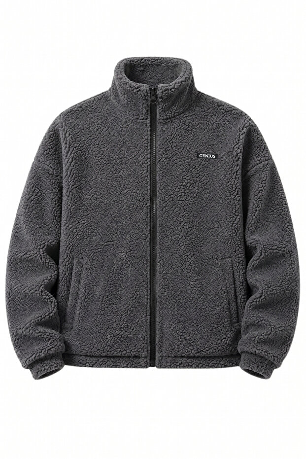 Oversize Plush Men's Fleece Lined Full Zip Sherpa Autumn Winter Women's Fleece Sweatshirt