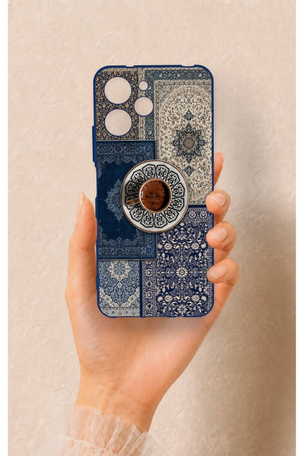 Redmi 12 Compatible Turkish Coffee and Kilim Patterned Silicone Case