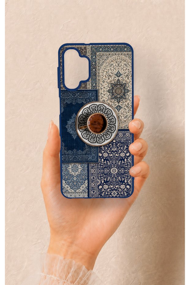 Samsung A32 Compatible Turkish Coffee and Kilim Patterned Silicone Case