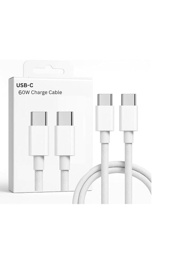 كابل USB C إلى USB C بقوة 60 واط، طول 1 متر - كابل من النوع C مضفر من النايلون | شحن سريع ومزامنة البيانات - شحن متين وطويل الأمد