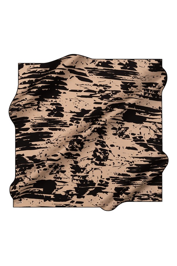 Beige 90X90 Silk Crepe Satin Scarf