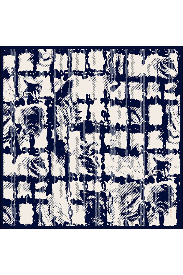 Navy Blue 90X90 Silk Crepe Satin Scarf