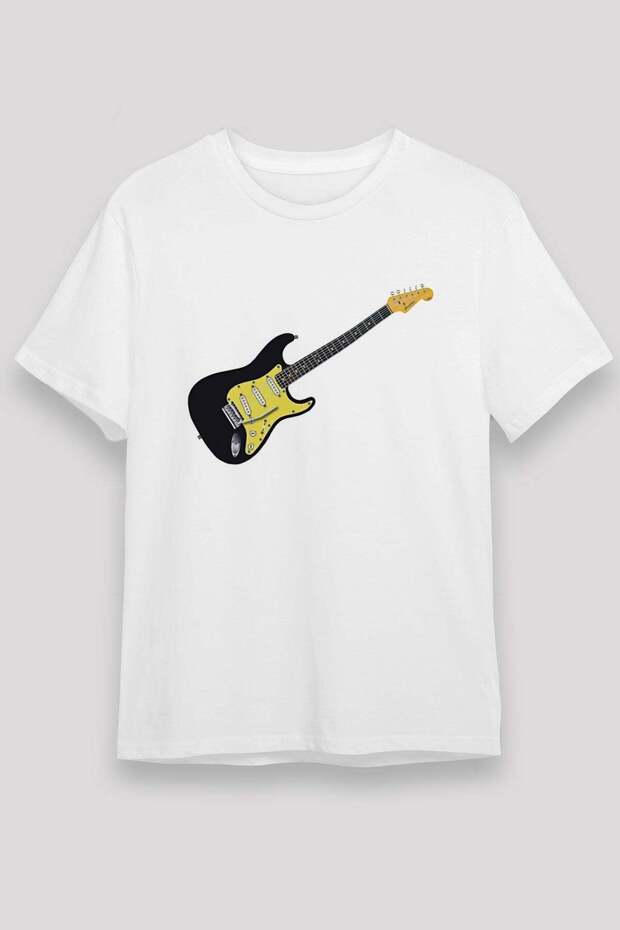Electric Guitar Unisex Printed White T-Shirt - Tshirt