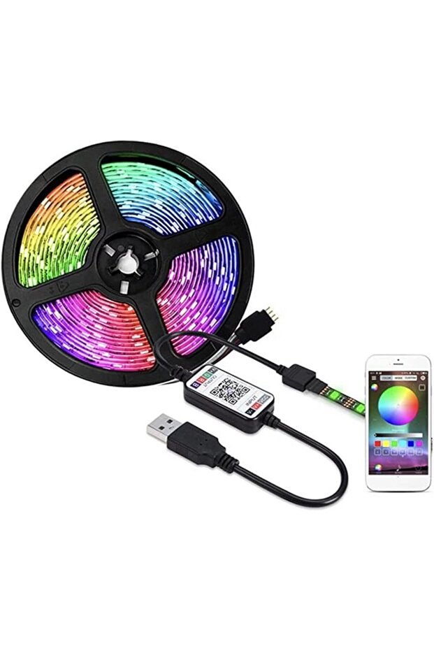 شريط إضاءة LED للتلفزيون بطول 2 متر، يعمل بالبلوتوث وUSB، تحكم عبر التطبيق، إضاءة RGB 5050 متزامنة مع الموسيقى