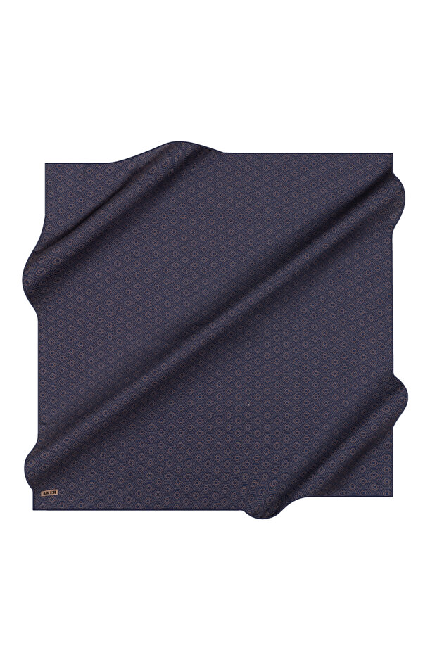 Blue 90X90 Silk Crepe Satin Scarf