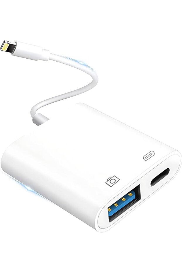 محول كاميرا من لايتنينج إلى USB لهواتف آيفون مع منفذ شحن لايتنينج، كابل OTG أنثى USB 3.0