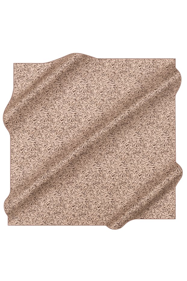 Beige 90X90 Silk Crepe Satin Scarf
